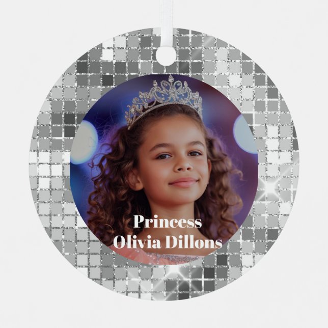 Ornement En Métal Princess Custom Photo Metal Christmas Ornament (Recto)