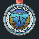 Ornement En Métal Providenciales Turks and Caicos Badge de plongée<br><div class="desc">Providenciales vectoriel design. Providenciales,  connue localement sous le nom de Provo,  est une île de l'archipel des Turks and Caicos,  dans l'océan Atlantique. Elle est entourée de plages de sable doux,  dont beaucoup sur la côte nord.</div>