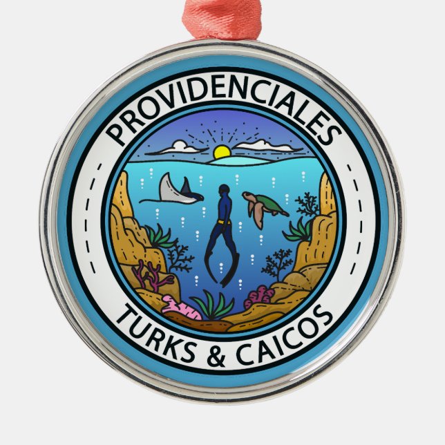 Ornement En Métal Providenciales Turks and Caicos Badge de plongée (Devant)