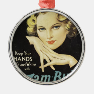 Ornement En Métal Publicité vintage Crème à la main Femme Cheveux bl