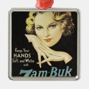 Ornement En Métal Publicité vintage Crème à la main Femme Cheveux bl