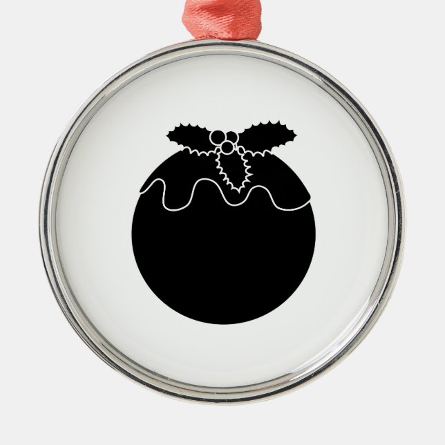 Ornement En Métal Pudding noir et blanc de Noël (Devant)