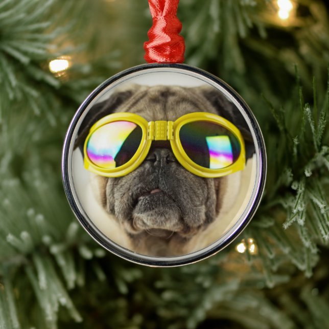 Ornement En Métal Pug with Goggles (Arbre)