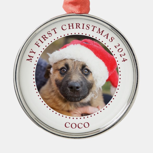 Ornement En Métal Puppy Dog Photo Christmas Ornament (Devant)