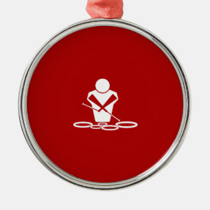 Ornement En Métal Quads - Blanc - Arrière - plan rouge - Tours Béb