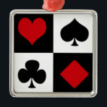 Ornement En Métal Quatre combinaisons de cartes<br><div class="desc">Ensemble d'icônes de combinaison de carte isolées sur les carrés noirs et blancs</div>