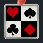 Ornement En Métal Quatre combinaisons de cartes<br><div class="desc">Ensemble d'icônes de combinaison de carte isolées sur les carrés noirs et blancs</div>