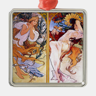 Ornement En Métal Quatre saisons par Alphonse Mucha 1895