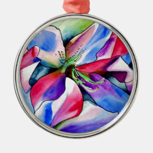 Ornement En Métal Rainbow Azalea fleur aquarelle originale