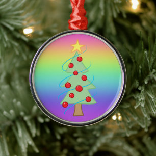 Ornement En Métal Rainbow Christmas Tree Ornament