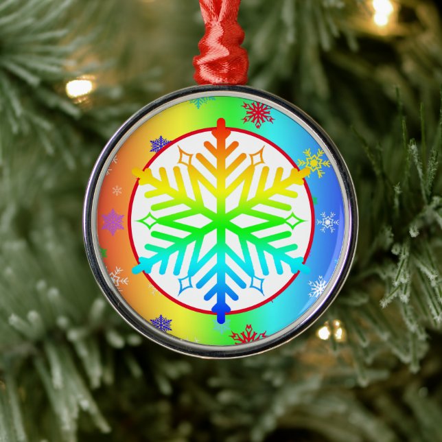 Ornement En Métal Rainbow Snowflakes Noël LGBTQ (Arbre)