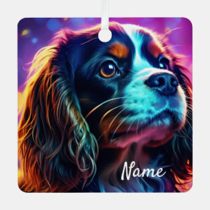 Ornement En Métal Rainbow Tri Cavalier King Charles Spaniel Chien