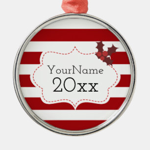 Ornement En Métal Red and White Christmas Magic Customizable