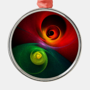 Ornement En Métal Red Green Yin Yang Moderne Motif d'art Abstrait #2