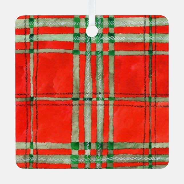 Ornement En Métal RED SCOTT TARTAN Aluminum Square Ornament (Recto)