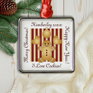 Ornement En Métal Red Strike Christmas Cookie Cute Gingerbread Homme