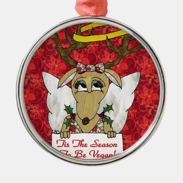 Ornement En Métal Reindeer Angel C'est la saison d'être Vegan (Devant)