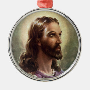 Ornement En Métal Religieux vintage, Portrait Jésus Christ avec Halo