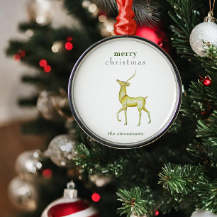 Ornement En Métal Rennes minimalistes en or de Noël