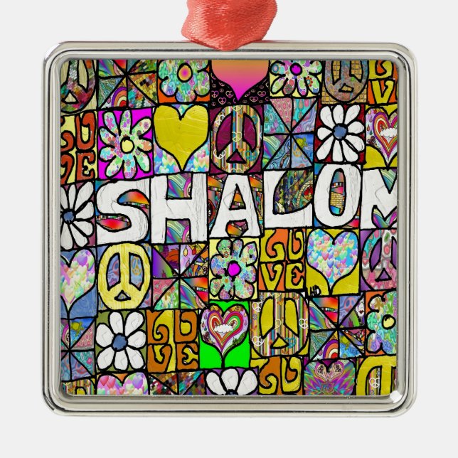 Ornement En Métal Retro 60s Psychedelic Shalom LOVE (Devant)