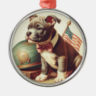 Ornement En Métal Retro American Pit Bull Terrier Peinture