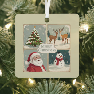 Ornement En Métal Retro Joyeux Noël Vintage Santa Claus Arbre