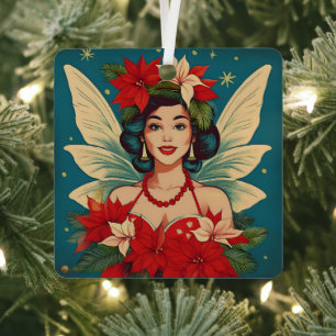 Ornement En Métal Retro les années 50 Tropical Christmas Pin-Up Beau