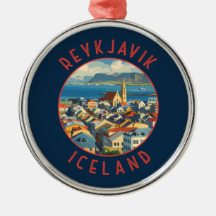 Ornement En Métal Reykjavík Islande Cercle retro désorganisé