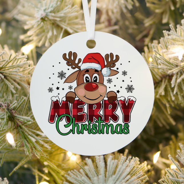 Ornement En Métal Rindeer Festif, Joyeux Noël (Insitu)