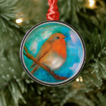 Ornement En Métal Robin redbreast ornament<br><div class="desc">Robin redbreast in winter, painted ornament.</div>