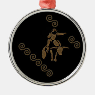 Ornement En Métal Rodeo Bull Rider sur une Longhorn