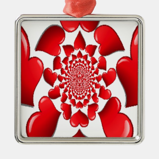 Ornement En Métal Romantique Red Hearts Art Motif Imprimer (Devant)