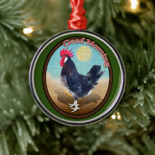 Ornement En Métal Rooster de Minorque Bonjour Vintage Oval