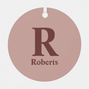 Ornement En Métal Rose de cannelle Initiale/Première/Nom de famille