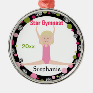 Ornement En Métal Rose et vert de souvenir de gymnaste d'étoile