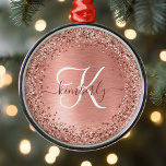 Ornement En Métal Rose Gold brossé Parties scintillant métallique No<br><div class="desc">Personnalisez facilement ce design ornemental chic branché avec une jolie parties scintillant brillante or rose sur un arrière - plan métallique brossé or rose.</div>