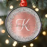 Ornement En Métal Rose Gold brossé Parties scintillant métallique No<br><div class="desc">Personnalisez facilement ce design tendance et chic des ornements de Noël avec une jolie parties scintillant brillante en argent sur un arrière - plan métallique brossé en or rose.</div>