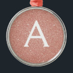 Ornement En Métal Rose Rose Parties scintillant Or & Monogramme étin<br><div class="desc">Parties scintillant Rose Rose Gold Faux et Élégant monogramme ornement de Noël. Cet ornement peut être customisé pour inclure votre nom initial et prénom.</div>