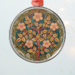Ornement En Métal Rose Wreath Embroidery Design par William Morris<br><div class="desc">This lovely Rose Wreath design is a reprint of vintage embroidery. The design originel created by William Morris, une fameuse British textile designer in the mid and late 1800 s. The flowering peach and pink rose bush is surrounded by light green oak leaves woven into a decorative floral and leafy...</div>