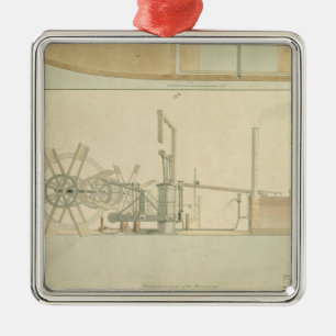 Ornement En Métal Roue à aubes, vue de perspective des machines