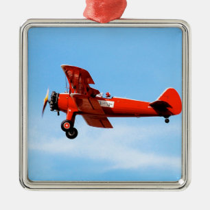 Ornement En Métal Rouge Baron Bi Plane