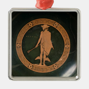 Ornement En Métal Rouge-chiffre grec tasse, dépeignant le dieu