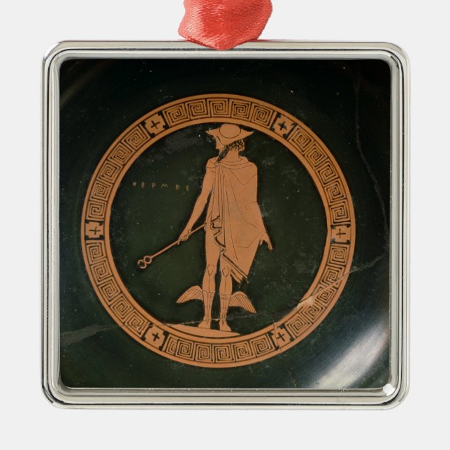 Ornement En Métal Rouge-chiffre grec tasse, dépeignant le dieu (Devant)