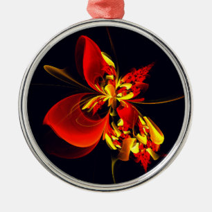 Ornement En Métal Rouge Jaune Floral Moderne Résumé Modèle Art #10