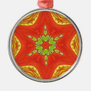 Ornement En Métal Rouge or vert Mandala Art Imprimer