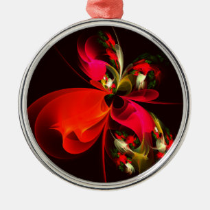 Ornement En Métal Rouge Vert Floral Moderne Art Abstrait Motif #02