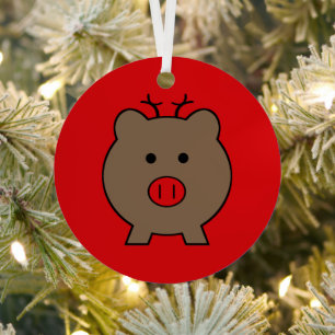 Ornement En Métal Roy le cochon de Noël