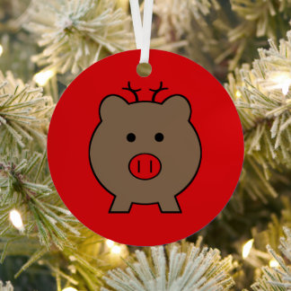 Ornement En Métal Roy le cochon de Noël