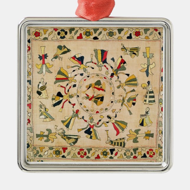 Ornement En Métal Rumal : couverture carrée de broderie montrant le (Devant)