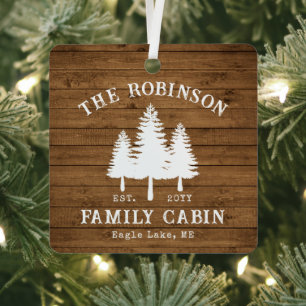 Ornement En Métal Rustic Country Famille Cabines Arbres Bois Planche